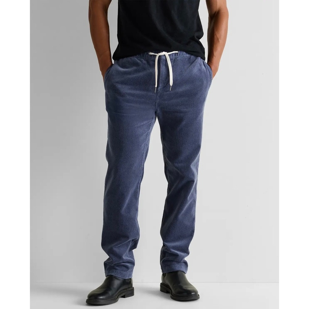 Quince Mens Organic Cotton Corduroy Drawstring Pants Blue Small Stretch Relaxed